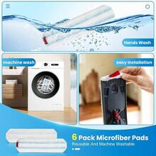 6 Pack Mop Pads O - Cedar H2prO Flat Mop System, Replace Microfiber Mop Pad Refill Easy Cleaning Mop Washable Reusable - Initial - View 6