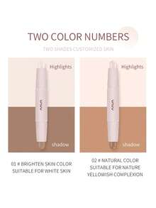 NOVO 二合一高光修容棒，哑光亮肤塑脸，鼻影，遮瑕膏 - 02#自然色 - 查看 10