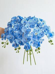 5支 27英吋人造蝴蝶蘭花莖，人造蘭花，適用於居家辦公室婚禮裝飾、學校宿舍、人造植物、場景布置、房間裝飾、派對與節日裝飾、臥室配件裝飾 - 藍色 - 查看 7