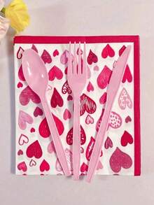 Zestaw 10-30 szt. różowych plastikowych naczyń stołowych, idealny na imprezy festiwalowe, Dzień Matki, wesela, urodziny i spotkania – modne noże, widelce i łyżki do ciasta – odpowiednie na formalne wydarzenia i do jadalni (wielokrotnego użytku)