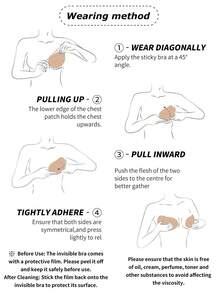 2/1 Pair Cleavage-Enhancing Sticky Bra: Silicone Backless Adhesive Bra, Self-Adhesive Strapless Mango-Shaped Bra, Invisible Bra, Suitable For Dresses And Wedding Gowns - Apricot - View 11