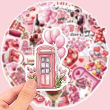 50pcs Matte Stickers - Valentine's Day Stickers Suitable For Asymmetrical Shaped Phone Cases, Laptops, Water Bottles, Scrapbooks, Diaries - Multicolor - View 2