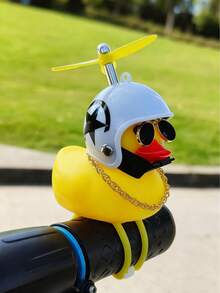 1-Pack Whimsical Rubber Duck Helmet Handlebar Accessory With Propeller And Glasses - Unique Street-Sport Bike Decoration - Fun And Quirky Gift Idea For Cyclists And Bike Enthusiasts - one-size - View 6