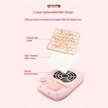 USB Nail Dust Collector, Low Noise Vacuum Fan. Portable Dust Extractor For Acrylic Nails, Fits Home, Salon & Travel. Practical Manicure Tool, Nice Holiday Gift. - Multicolor - View 3