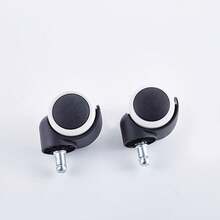 Round Rolling Stool PU Leather Cushion Swivel Stool With Wheels Height Adjustable - 黑色 - 查看 5