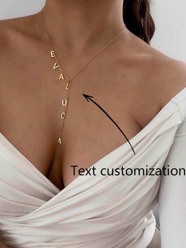 1pc Customized Name Necklace, Featuring 1-8 English Letters, Y-Shaped Chain Stainless Steel Letter Pendant With A Minimalist Design, A Niche All-Season Collar Chain For Women, An Exclusive Christmas Gift For Her, And An Ideal Choice For Giving To Your Loved One