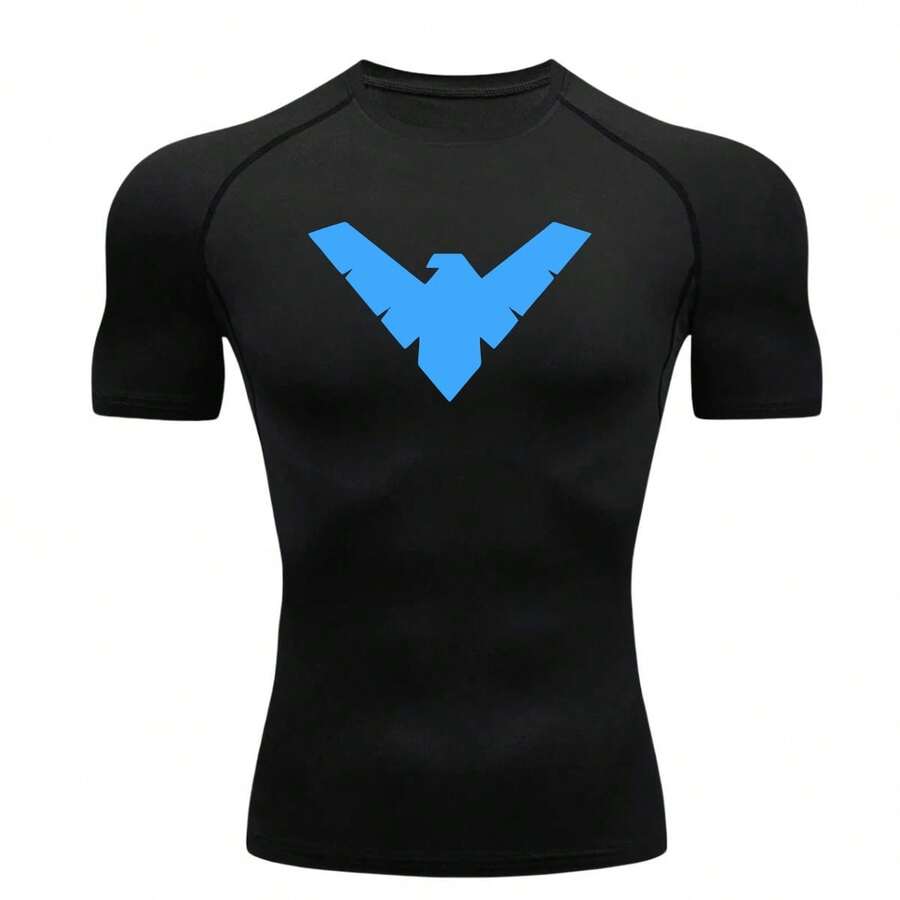 RASH GUARD SHIRT COMPRESSION T-SHIRT ASA NOT SHORT SLEEVE WORKOUT GYM - màu đen - Xem 1