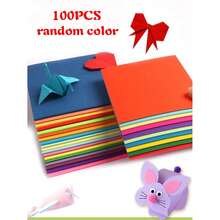 100pcs Colorful Children's Craft Paper Set, 10 Different Random Colors, Suitable For Origami, Crafts, Office Supplies, Scrapbooking, Sewing, Notes, Gift Making, Paper Art Tools, Valentine's Day, Back To School Gifts, Holiday Gifts - Multicolor - View 4