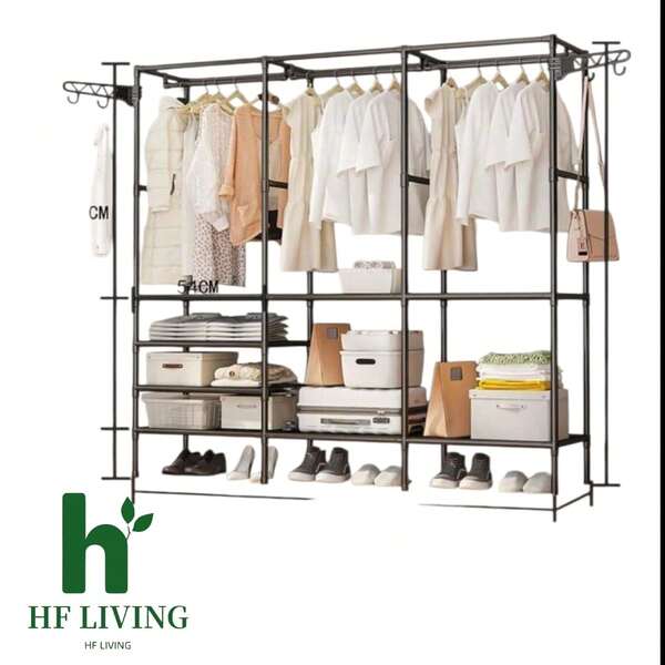 Perchero de Pie, Organizador de Metal para Ropa Armario 2 Niveles y 3 Niveles, Closet Organizador de Ropa, Estante de Ropa para Balcón, Dormitorio y Lavandería