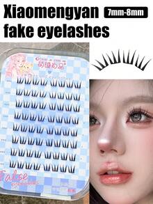 MENGJIESHANGPIN 64 sợi mi giả mỏng dễ thương không cần keo, kiểu dáng Hàn Quốc, cong và bồng bềnh tự nhiên - C - Xem 8