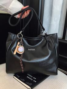 Fashionable Large Capacity Shoulder Tote Bag For Women, Design - Black - View 11