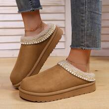 2025 Scarpe casual con suola platform, punta tonda, comoda, slip-on, con fodera in pelliccia calda, versatili, adatte per le donne
