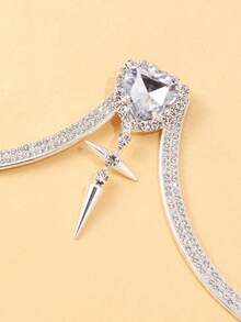 1 pieza Cadena de pecho con colgante de corazón de cristal plateado sexy y de moda, joyería corporal única para fiesta, discoteca, baile de graduación, mujeres