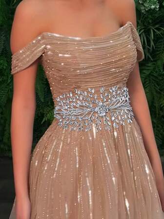 1pc Luxury Bridal Wedding Dress Rhinestone Alloy Flower Decor Waist Belt, Handmade Fashion Charm Accessory Suitable For Wedding, Party, Festival Gown