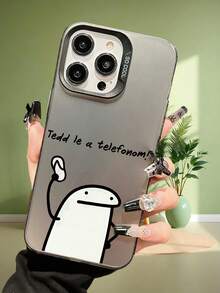 1pc Minimalist High-End Funny Cartoon Pattern Phone Case, Fashionable Anti-Slip Luxurious Texture, Suitable For Apple 17/16/15/14/13/12/11 Pro Max And Galaxy S23/S22/S21 And A54/A53/A52/A34/A15 Series, Great Gift For Coworkers, Friends, Family, Couples, Yourself, Birthday, Halloween, Christmas - Black - View 1