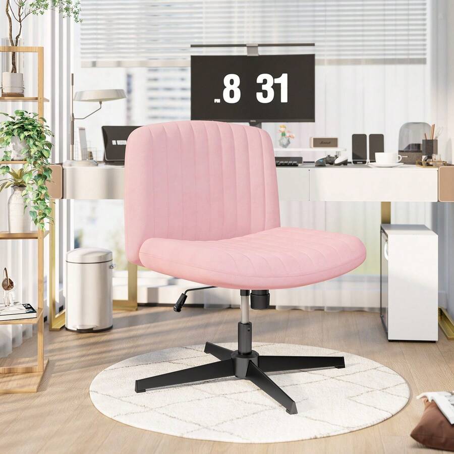 GartistGo Velour Office Swivel Chair Without Armrests With Adjustable Backrest And Height Adjustment