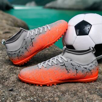 1 par de tacos de fútbol/fútbol unisex, adecuados para césped artificial al aire libre, campo de entrenamiento interior, deportes de equipo profesionales, con cordones, suela de goma antideslizante, diseño ligero de alto rendimiento, botas de fútbol/fútbol populares de fábrica directa