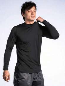 CAMISETA TERMICA /CAMISETA BASICA/CAMISETA MASCULINA/CAMISETA ACADEMIA/CAMISETA TREINO Proteção UV - Preto - Visão 2