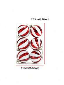 6 pezzi, Palline di Natale, Serie Rosso e Bianco, Stile Dipinto, Decorazioni Sospese per Albero di Natale, Palline di Natale per Centro Commerciale, Natale, Decorazioni Natalizie, Gadget per Feste di Natale, Oggetti Strani, Decorazione per la Stanza, Decorazione d'di Tendenza - Multicolore - Visualizzare 7