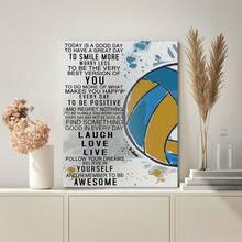 2D Flat 1pc Framed Canvas Wall Art - Inspirational Volleyball Quote, Positive Affirmation Decor For Living Room, Bedroom, Office, Or Single'S Party, 15.7x11.8 Inches, Wooden Frame, Modern Minimalist Style, Volleyball Room Decor - White - View 4