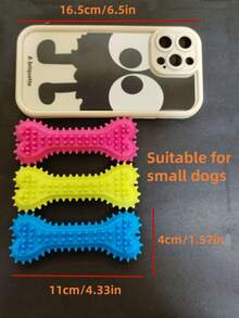 1/3 件宠物骨头形状狗狗咀嚼玩具牙齿清洁咀嚼玩具，狗狗橡胶牙刷棒咀嚼玩具，用于训练和娱乐 - 彩色 - 查看 2