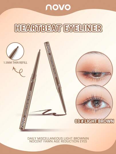 NOVO Waterproof, Sweat-Resistant, Long-Lasting Eyeliner Gel Pencil, Smudge-Proof, Feather-Soft Tip, Suitable For Daily, New Year, Christmas, Halloween Makeup, Outdoor Travel, Parties