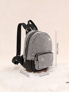 闪亮迷你背包/亮片包，派对包，小众迷你包，新款时尚单肩包，个性化背包，水钻包，镶满水钻的派对包，有趣的女士情人节礼物 - 銀色 - 查看 3