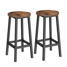 Bar Stools Set Of 2, Kitchen Stools, Bar Chairs With Metal Frame And Footrest, Easy To Assemble, For Kitchen, Living Room, Dining Room, Rustic Brown And Black/Greige And Black - Brown - View 7