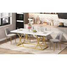Dining Tables - White+Gold + MDF + European - View 8