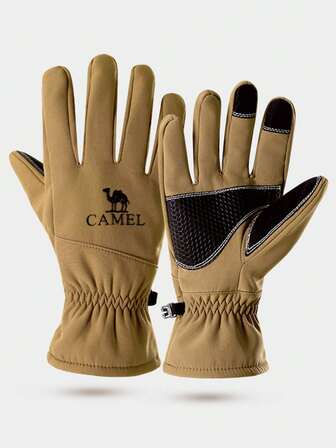 CAMEL CROWN Men's Outdoor Cycling Non-Slip Skiing Gloves Fleece Warm Winter Cold And Windproof Gloves