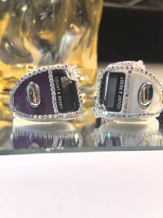 1pc/3pcs/6pcs Rhinestone Finger Counter, Manual Tally Counter Ring, Mini Single Channel Counting Device Set
