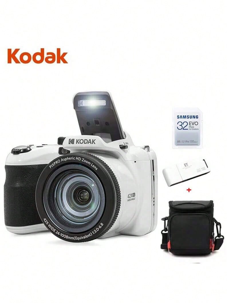 Kodak AZ425 Telephoto Camera, 20.68-Megapixel BSI CMOS, 3-Inch Screen, 42x Optical Zoom, 24mm Wide-Angle Lens, White Package