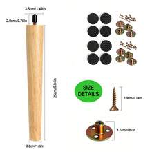 8pcs Wooden Furniture Legs, Round Shaped Natural Wood Color, Replacement Legs For Furniture Like Bedside Tables, TV Cabinets, Footboards, Chairs, Sofas, Cabinets, Bed Frames, Dressers, Medieval Style