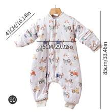 1 件拖拉机印花长袖婴儿睡袋，冬季保暖新生儿睡袋，柔软、舒适、透气