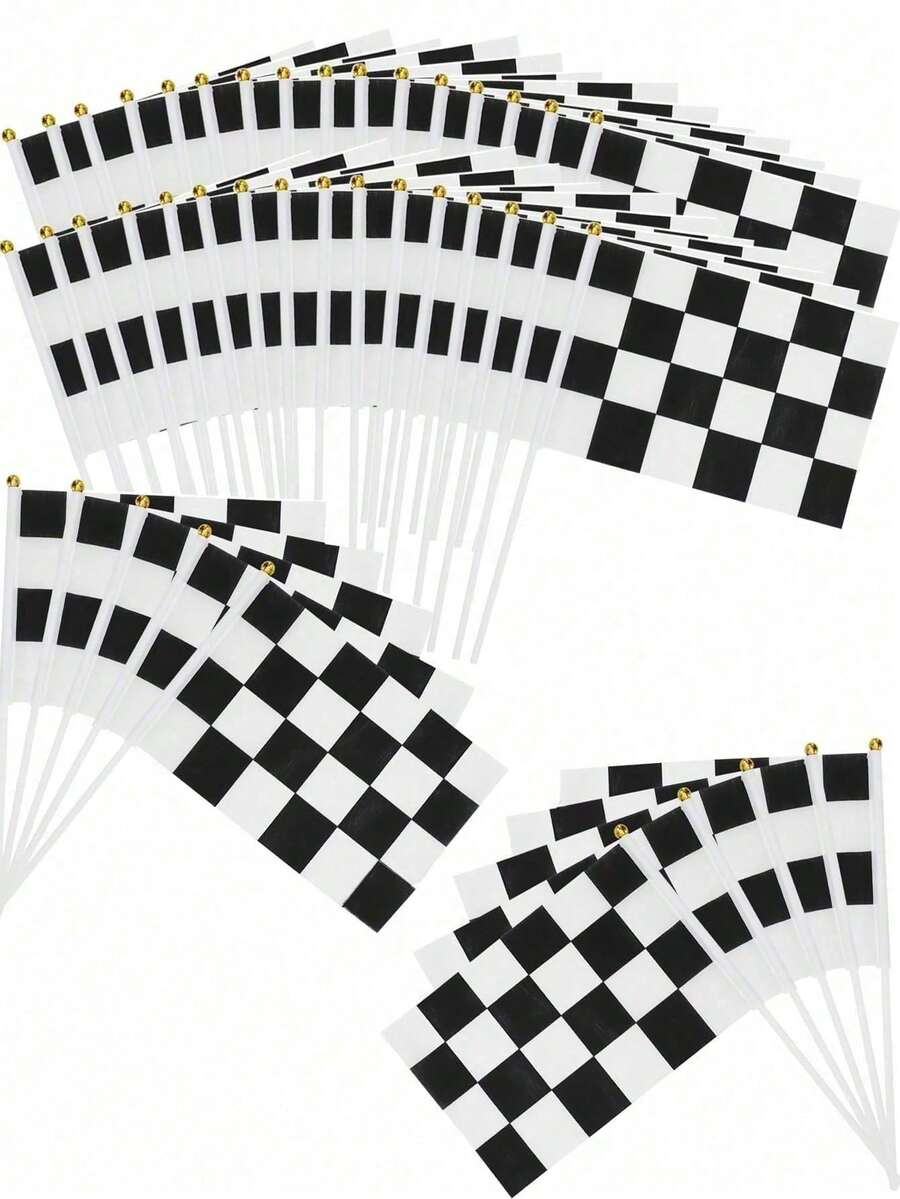30pcs/20pcs/10pcs/5pcs/1pc Black & White Checkered Racing Relay Batons, Mini Handheld Racing Relay Batons For Racing Decoration, Racing Party, Racing Atmosphere Party Decoration - Multicolor - View 1