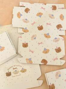 5Pcs Fashionable And Cute Cartoon Milk Tea Bear Gift Packaging Box, Packaged Out Packaging Box, Holiday Gift Packaging Box, Party Gift Packaging Box, Folding Airplane Box, Express Packaging Box, Cute And Creative Small Item Packaging Box