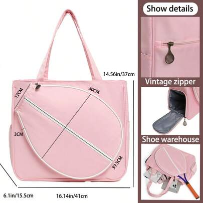XINGNAN Bolsa de tênis de grande capacidade, bolsa de ombro, bolsa de pickleball, bolsa de badminton com compartimento separado para sapatos, alça de ombro ajustável, leve e à prova d'água, adequada para uso diário