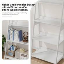 Ladder Shelf, 4-Tier Organizer, Free-Standing Bathroom Shelving, Open Shelving For Home Office, White