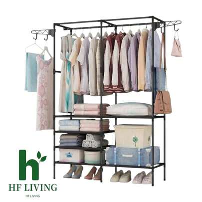 Perchero de Pie, Organizador de Metal para Ropa Armario 2 Niveles y 3 Niveles, Closet Organizador de Ropa, Estante de Ropa para Balcón, Dormitorio y Lavandería