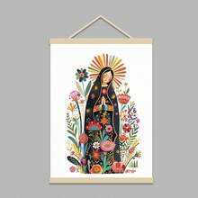 1pc Our Lady Of Guadalupe | Digital Art Of Our Holy Bible | Wildflower Folk Art | Wall Art Of Our Lady Of Guadalupe | Modern Christian Home Decoration | Frameless - Multicolor - View 17