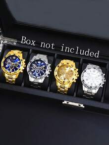 4 Pieces/Set Men's Watch Set, Fashionable And Casual Men's Watch Set, Men's Watch Set, Men's High-Quality Mechanical Watch, Suitable For Daily Wear Or Festivals - Multicolor - View 1