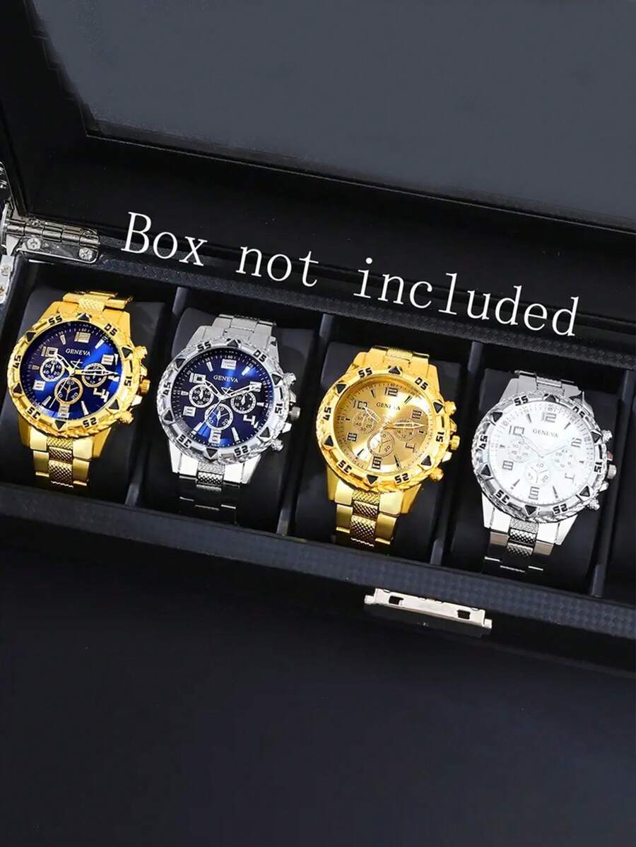 4 Pieces/Set Men's Watch Set, Fashionable And Casual Men's Watch Set, Men's Watch Set, Men's High-Quality Mechanical Watch, Suitable For Daily Wear Or Festivals - Multicolor - View 1