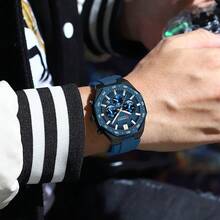 CURREN Men's Fashion Quartz Chronograph Wristwatch, Waterproof Silicone Strap, With Luminous & Auto Date Display - Multicolor - View 4