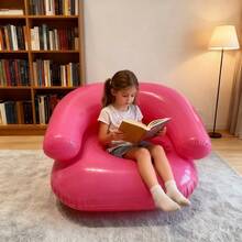 1 pieza Sofá inflable pequeño y transparente para exteriores, silla perezosa inflable para exteriores, asiento inflable portátil y de fácil almacenamiento para campamento de niños, apto para uso en interiores y exteriores - Multicolor - Ver 8