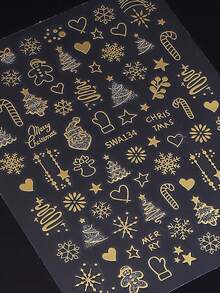 2 Peças de Adesivos de Arte de Unhas com Estampagem a Quente de Natal e Inverno - Elementos de Natal com Estampagem a Quente de Flocos de Neve, Árvores de Natal, Papai Noel, Biscoitos de Gengibre, Estrelas, Design de Arte do Amor, Adequado para Uso Diário, Casamento, Feriados de Mulheres, Adesivos de Unha Autoadesivos Descartáveis, Estilo Simples e Luxuoso, Adesivos de Decoração de Unhas Fáceis de Colar