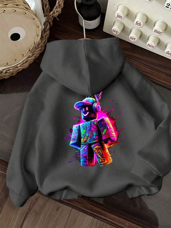 Sudadera con capucha de forro polar con gráfico divertido para niño pequeño, cálida y cómoda para otoño/invierno