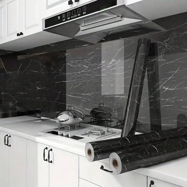 Pegatinas de cocina con patrón de mármol - Adhesivos para estufa, encimera, azulejos y armarios - Material de PVC removible, regalo de Navidad asequible, hermosa renovación del hogar