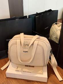 1pc Solid Color Small Handbag, Diaper Bag, Travel Diaper Bag, Baby Bag, Mommy Handbag - Khaki - View 8