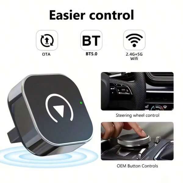 Adaptador Android Auto inalámbrico 2 en 1 CarPlay, convierte de cableado a inalámbrico, con conexión inalámbrica incorporada, adaptador inalámbrico de CarPlay, conectividad dentro del automóvil, conectividad de alta velocidad, para usuarios de teléfonos inteligentes, conectividad confiable, adaptador inalámbrico para el trayecto diario