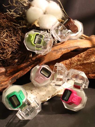 1 pieza/5 piezas/10 piezas Contador de clics de dedo mini lindo y de alta calidad, contador de clics con decoración de flores y rhinestones para el pulgar, adecuado para estudiar, hacer ejercicio y otras actividades de conteo